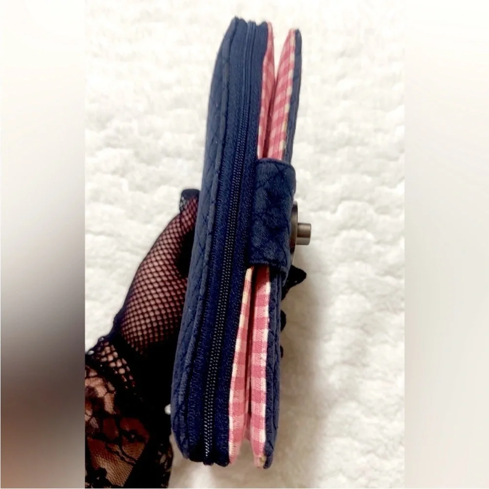 Bella Taylor Navy Quilted Wallet. RFID  8” x 5”